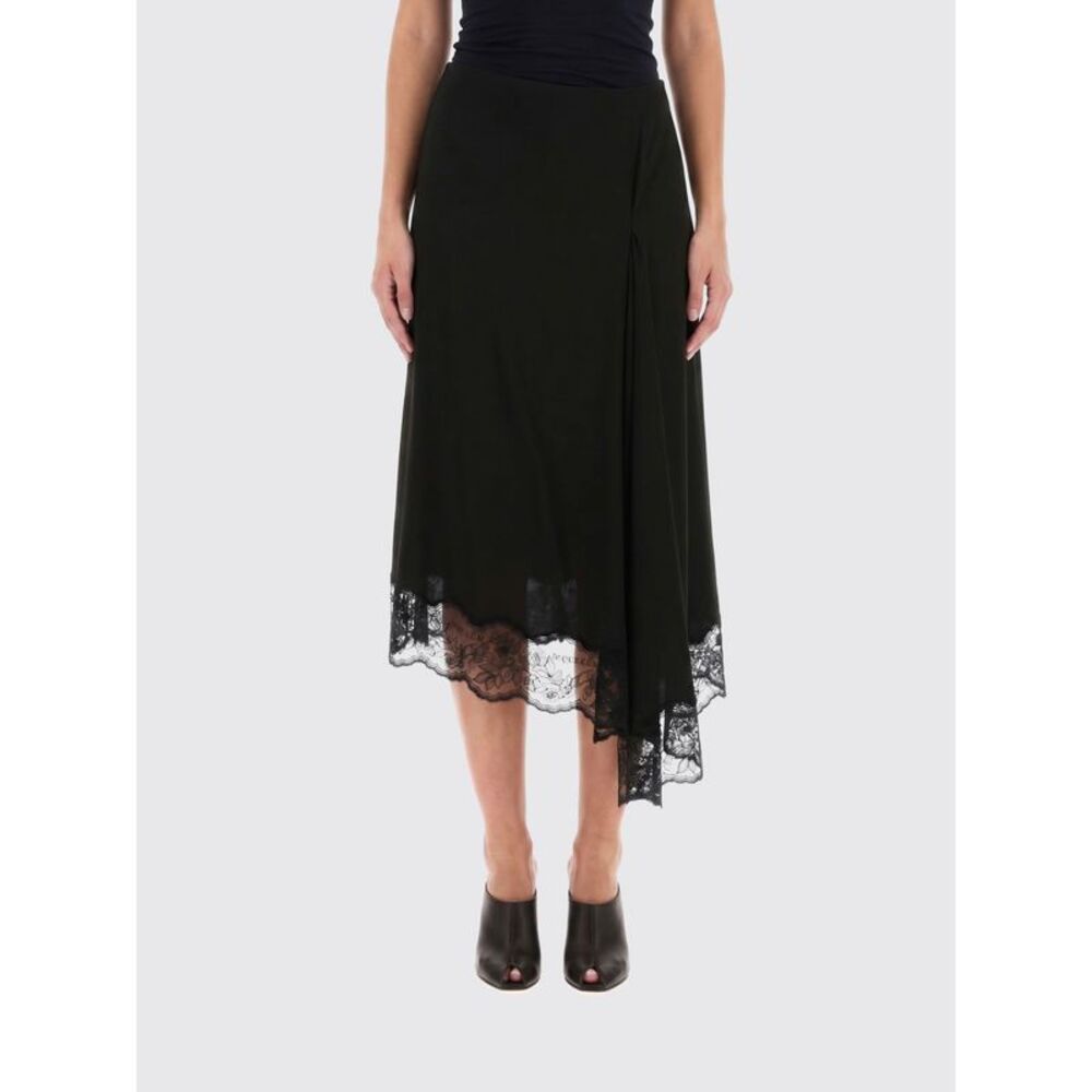 Mcqueen Women Mcqueen Asymmetrical Midi Skirt In Viscose With Lace Inserts